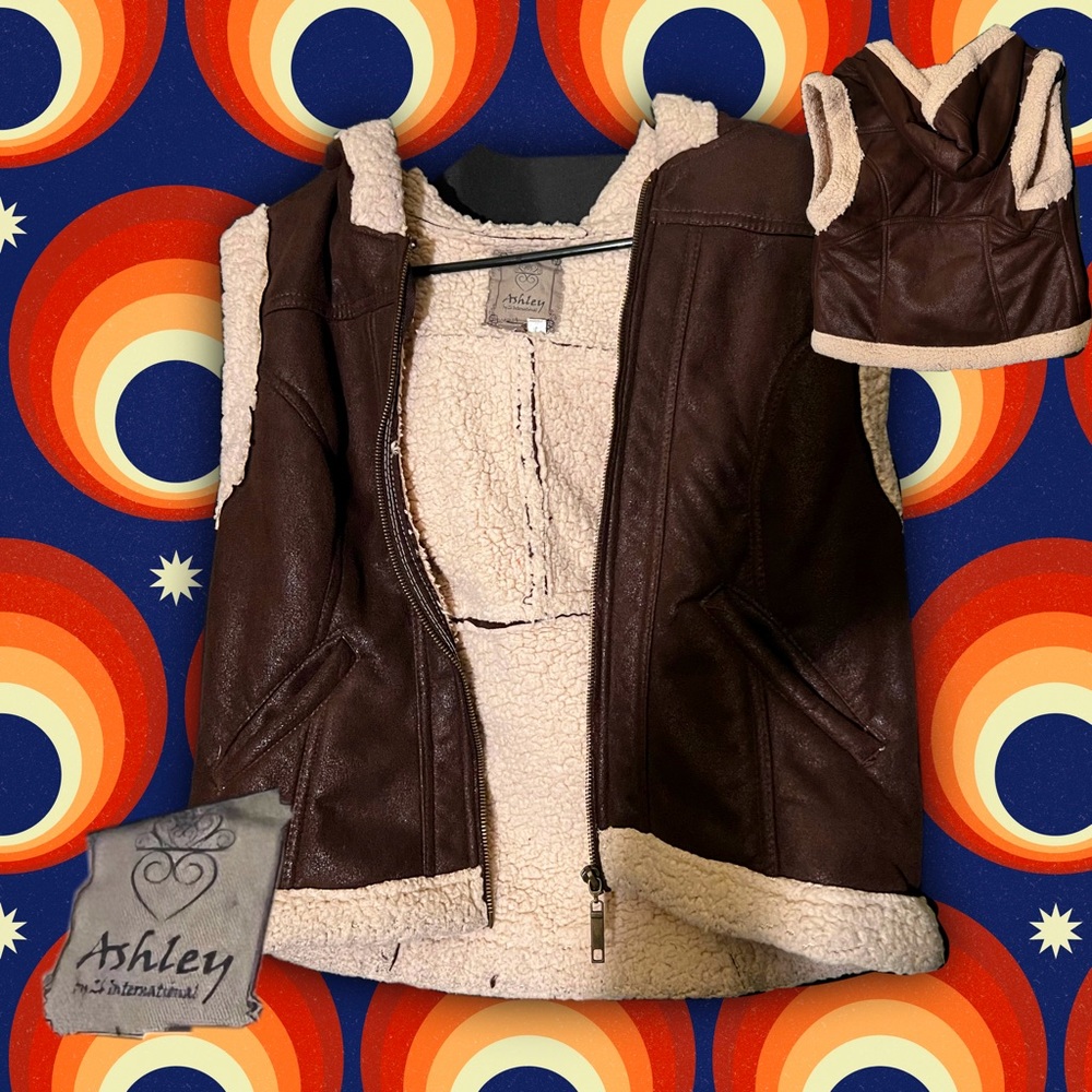 vintage y2k brown leather vest